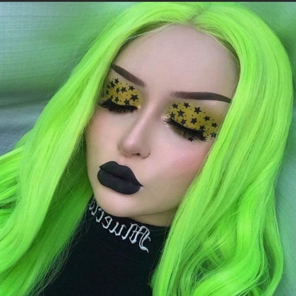 💫24”LIME GREENBODY WAVY LACE FRONT WIG *NEW*